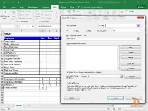 Solver Add In Excel 2016